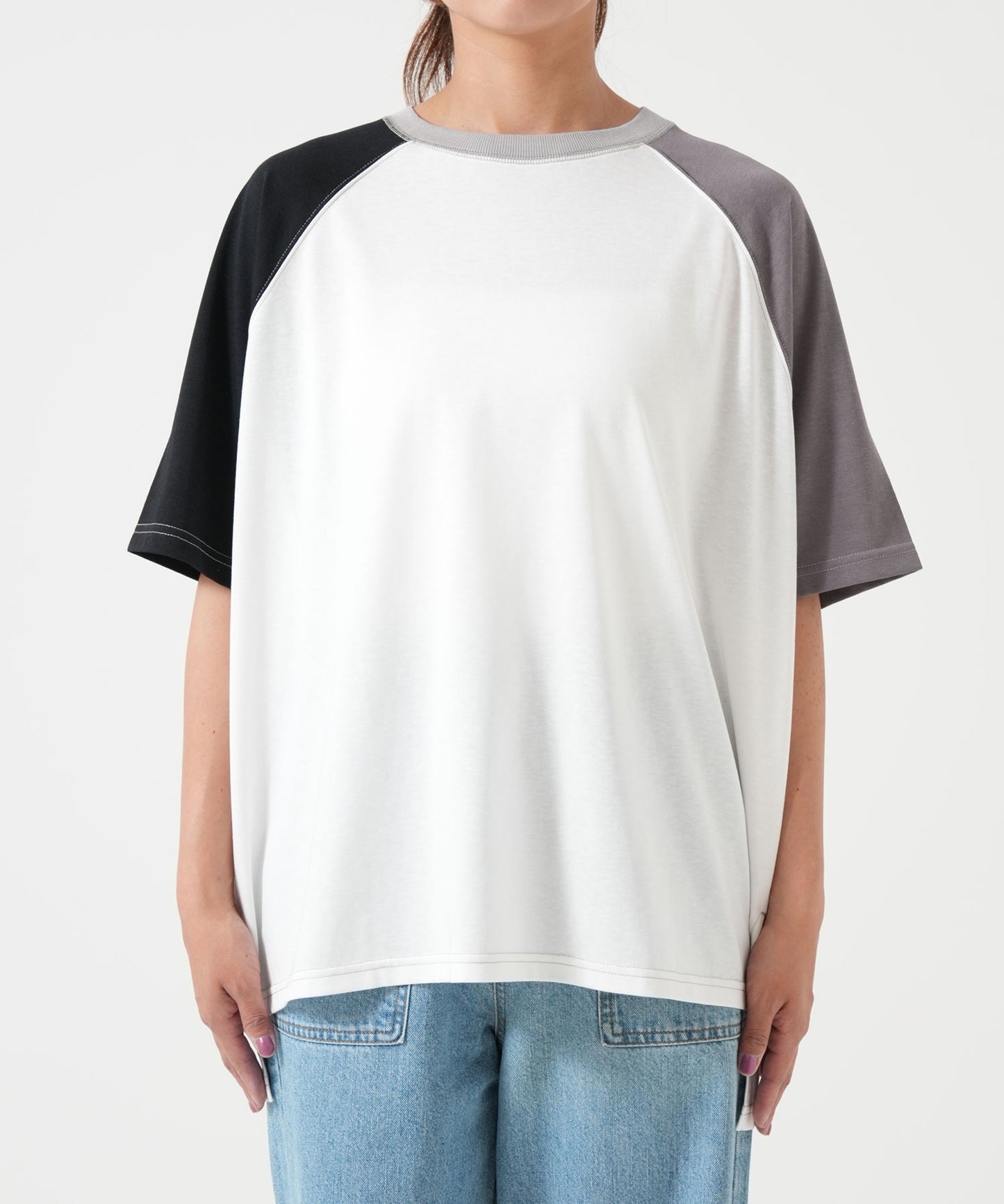 スラブ配色ラグランTEE