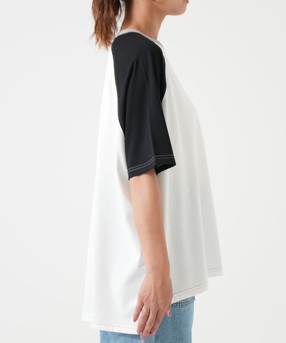 スラブ配色ラグランTEE