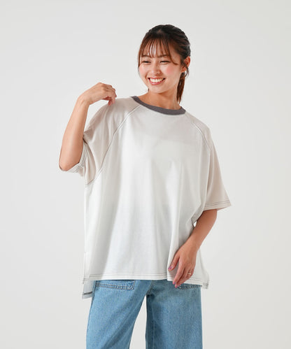 スラブ配色ラグランTEE