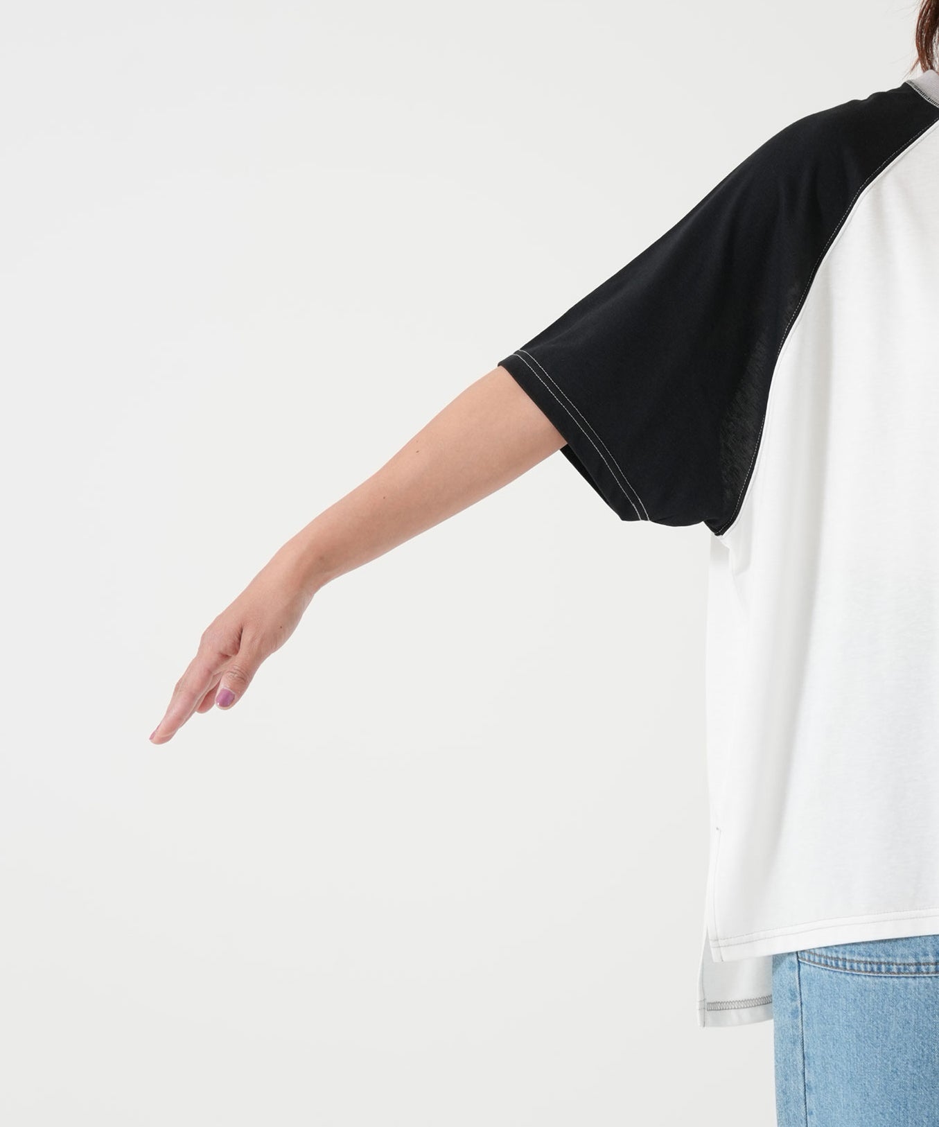 スラブ配色ラグランTEE
