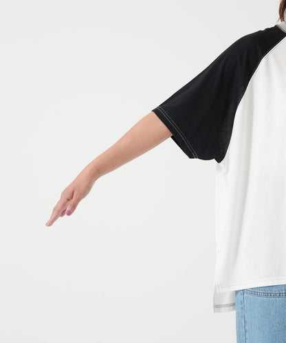 スラブ配色ラグランTEE
