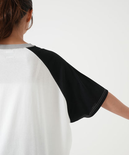 スラブ配色ラグランTEE