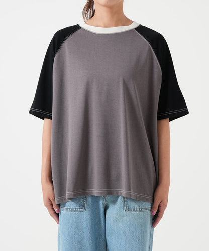 スラブ配色ラグランTEE
