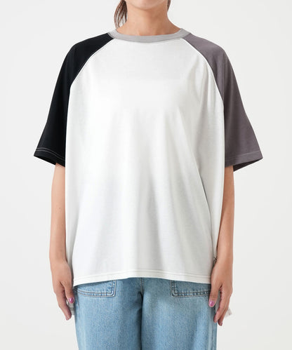 スラブ配色ラグランTEE