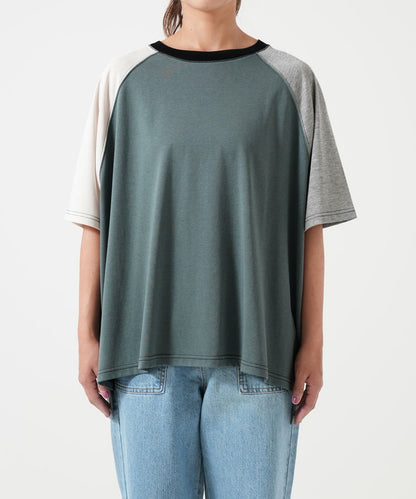 スラブ配色ラグランTEE