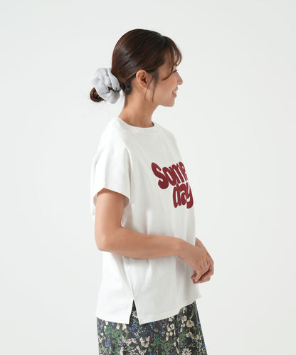 プリントワイドリブドルマンTEE