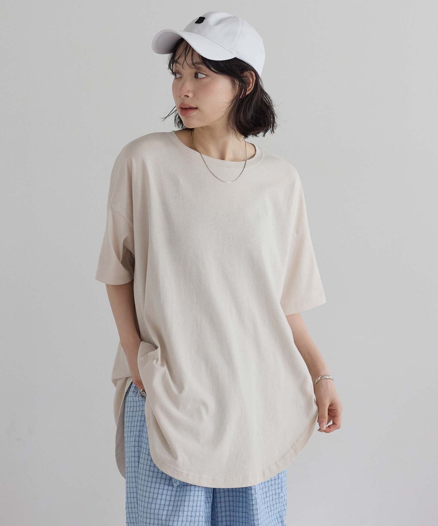 裾ラウンドビッグTEEチュニック