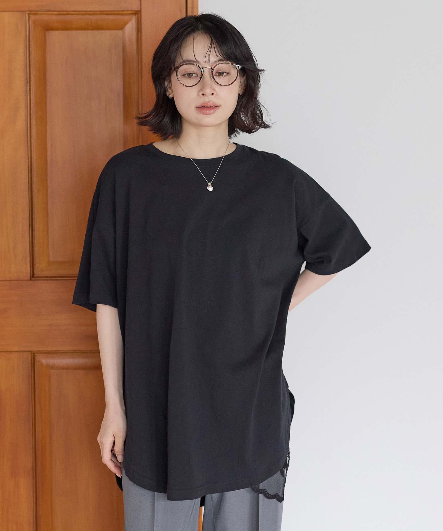 裾ラウンドビッグTEEチュニック