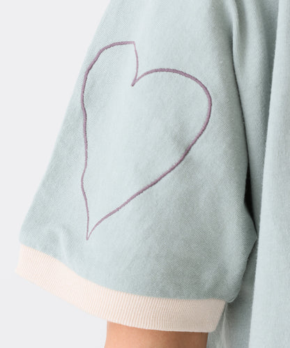 《8/4発売》ハート袖刺繍BIG T