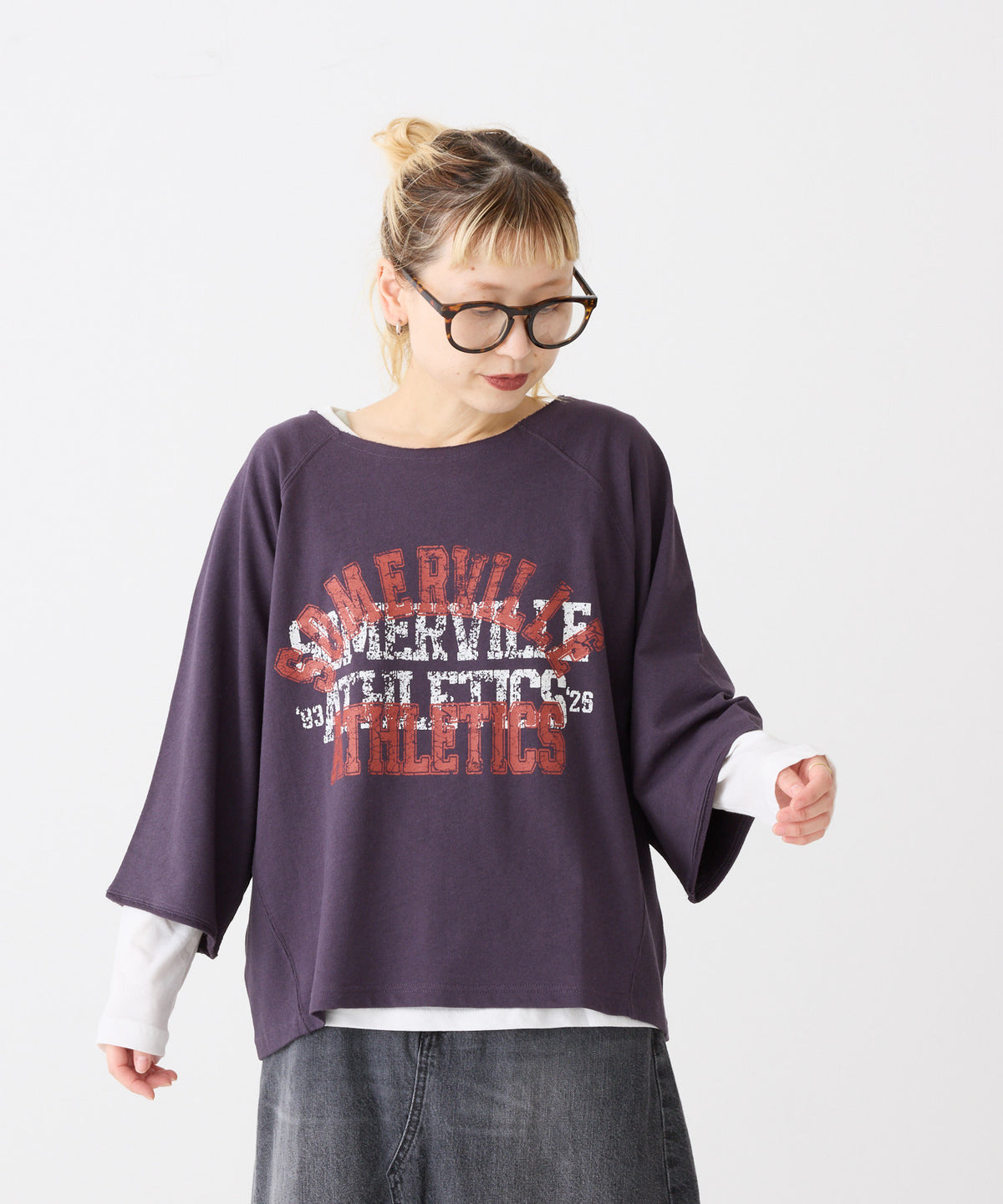プリントダークパープル / 154cm / FREE