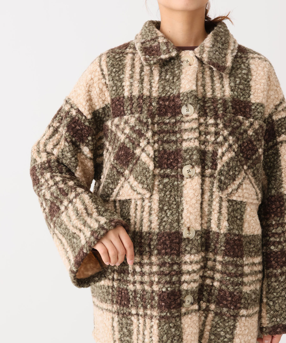 《近日発売》ブークレーチェック柄シャツブラウス