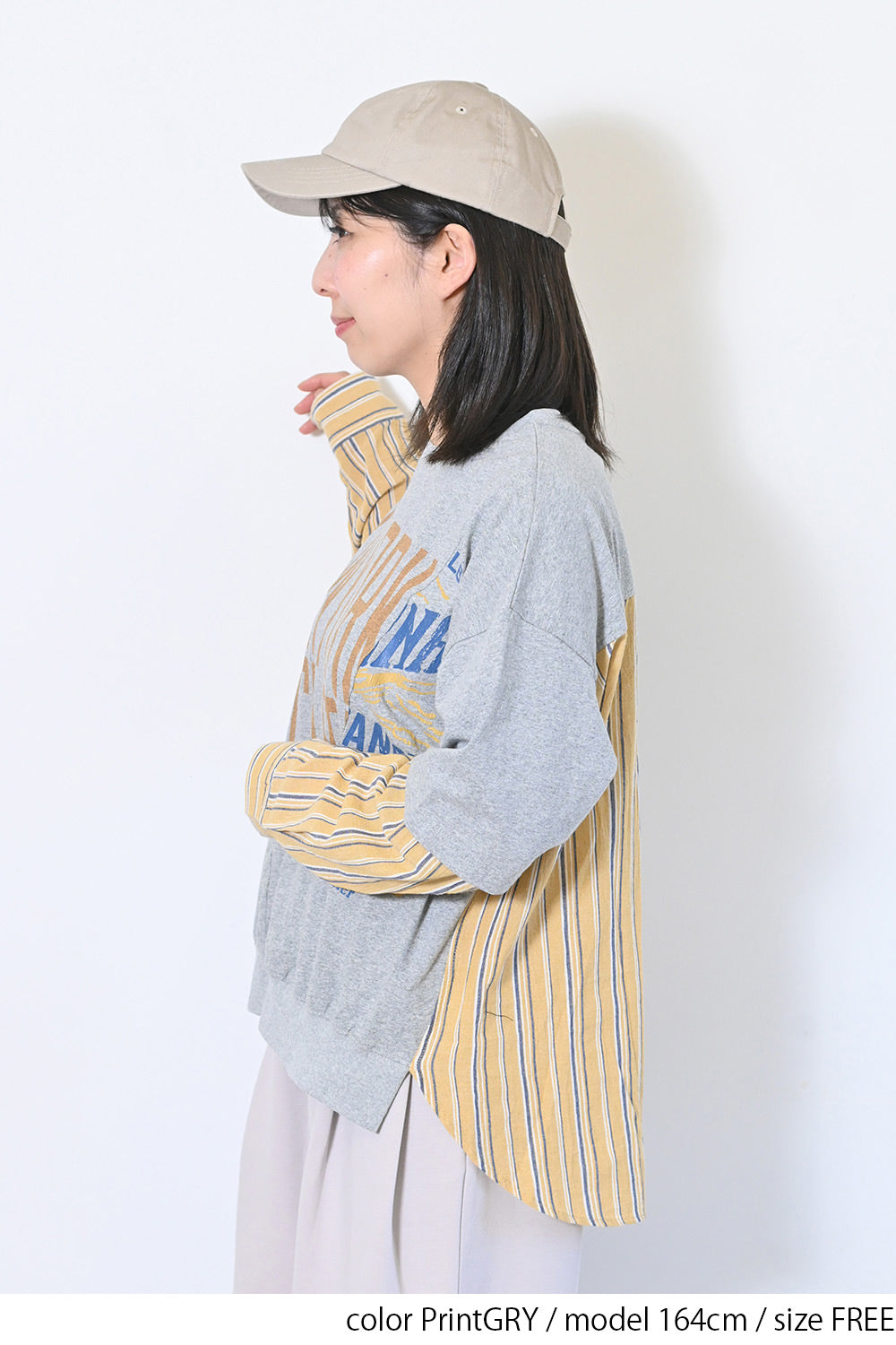 【CUBE SUGAR】20/-OE天竺×布帛リメイク風Bigプルオーバー