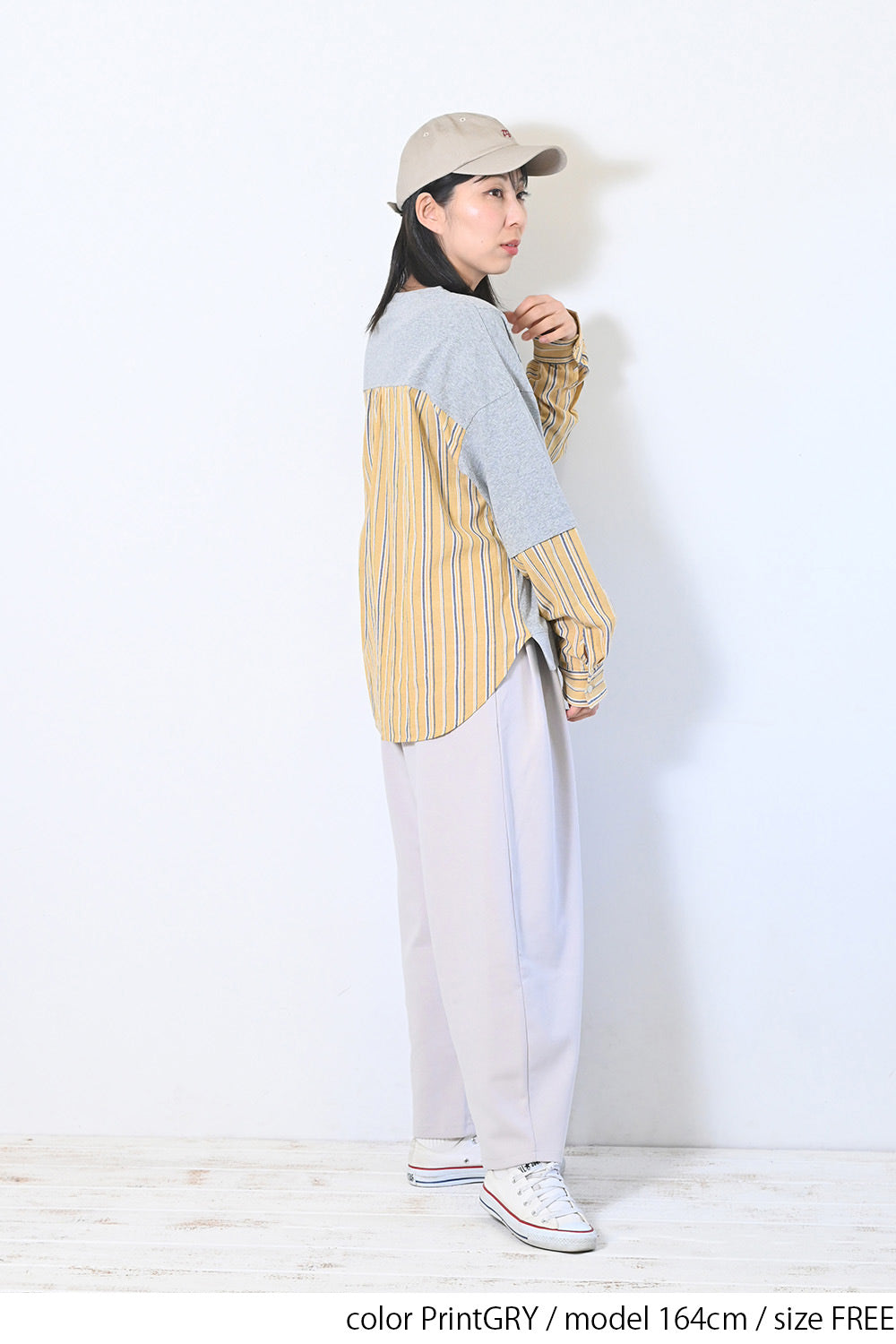 【CUBE SUGAR】20/-OE天竺×布帛リメイク風Bigプルオーバー