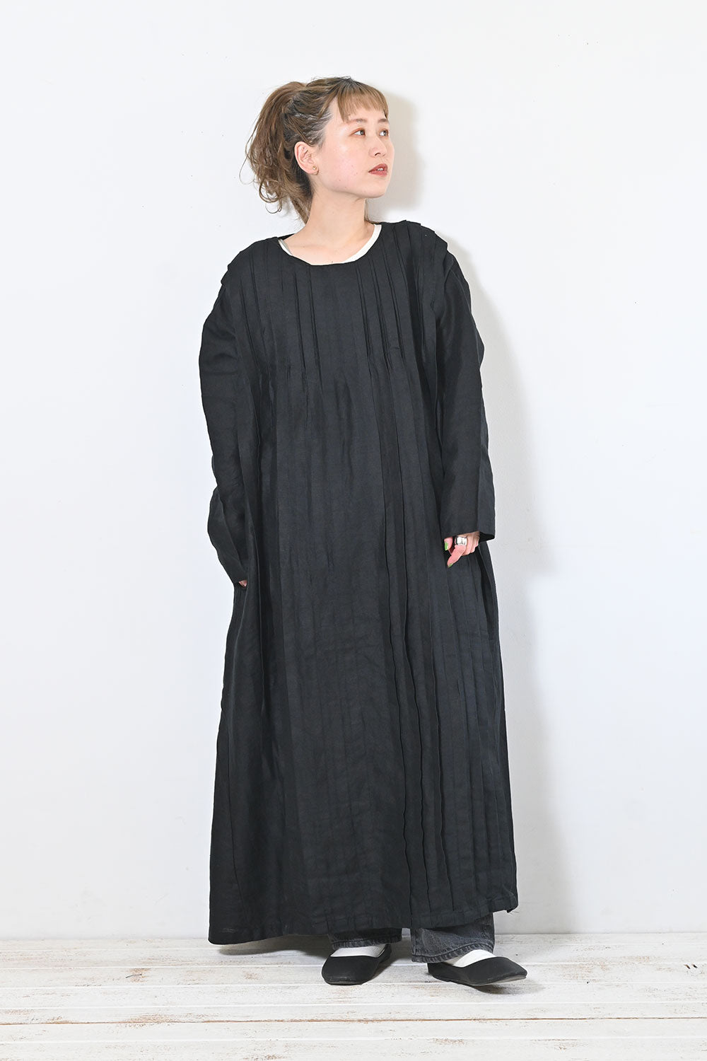 【08Mab】リネンピンタックバリエーションワンピース