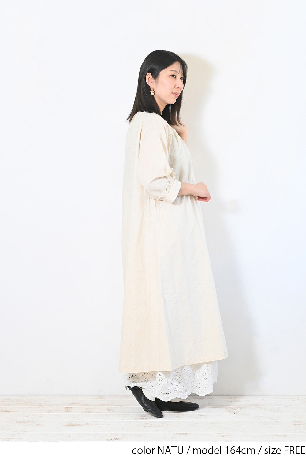 【08Mab】綿麻多ボタンワンピース