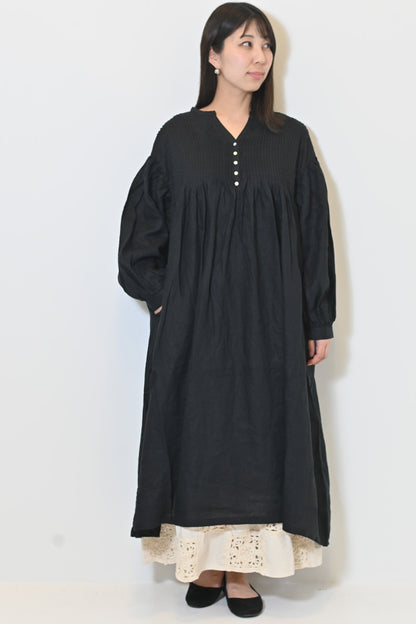 ≪SALE≫【08Mab】Linen Pintuck Dress