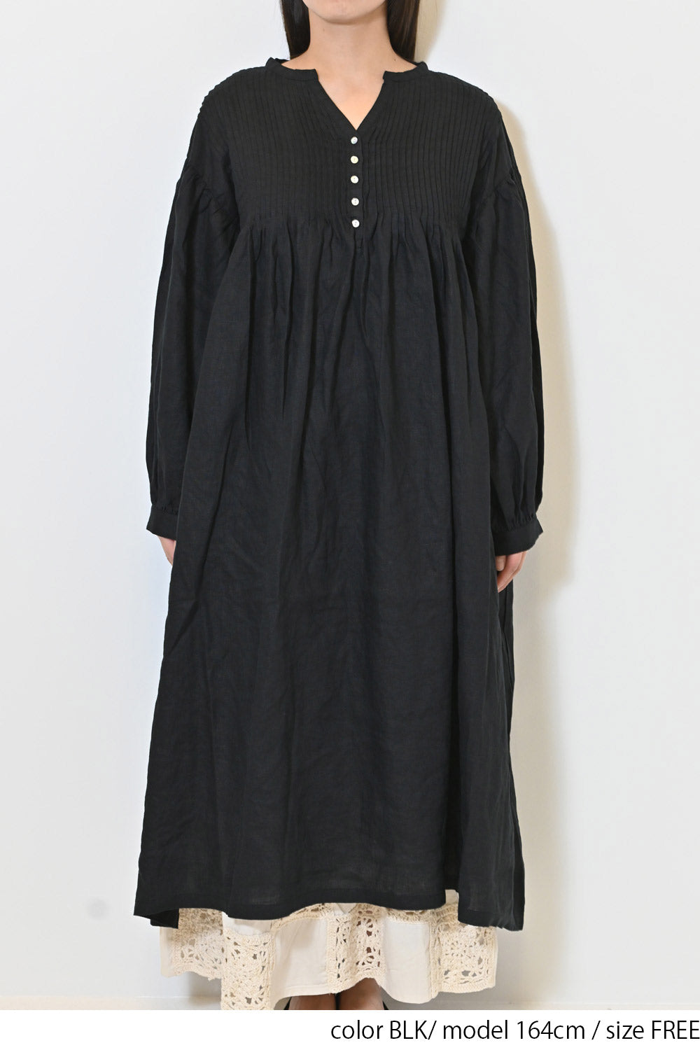 ≪SALE≫【08Mab】Linen Pintuck Dress