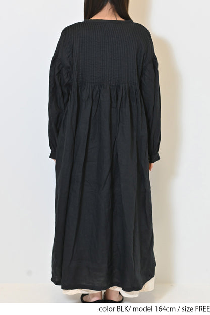 ≪SALE≫【08Mab】Linen Pintuck Dress