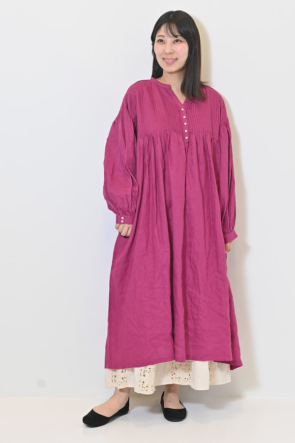 ≪SALE≫【08Mab】Linen Pintuck Dress