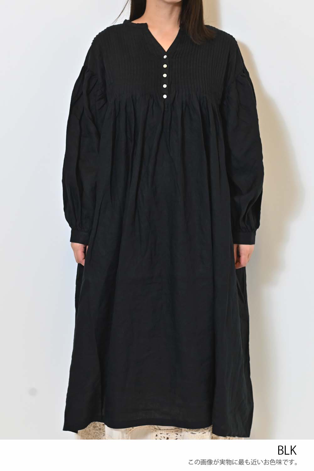 ≪SALE≫【08Mab】Linen Pintuck Dress