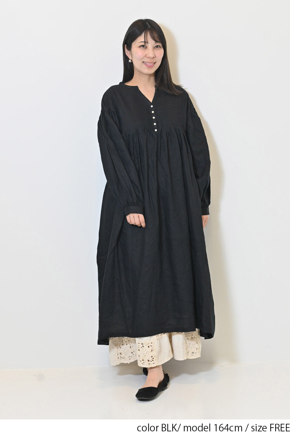 ≪SALE≫【08Mab】Linen Pintuck Dress