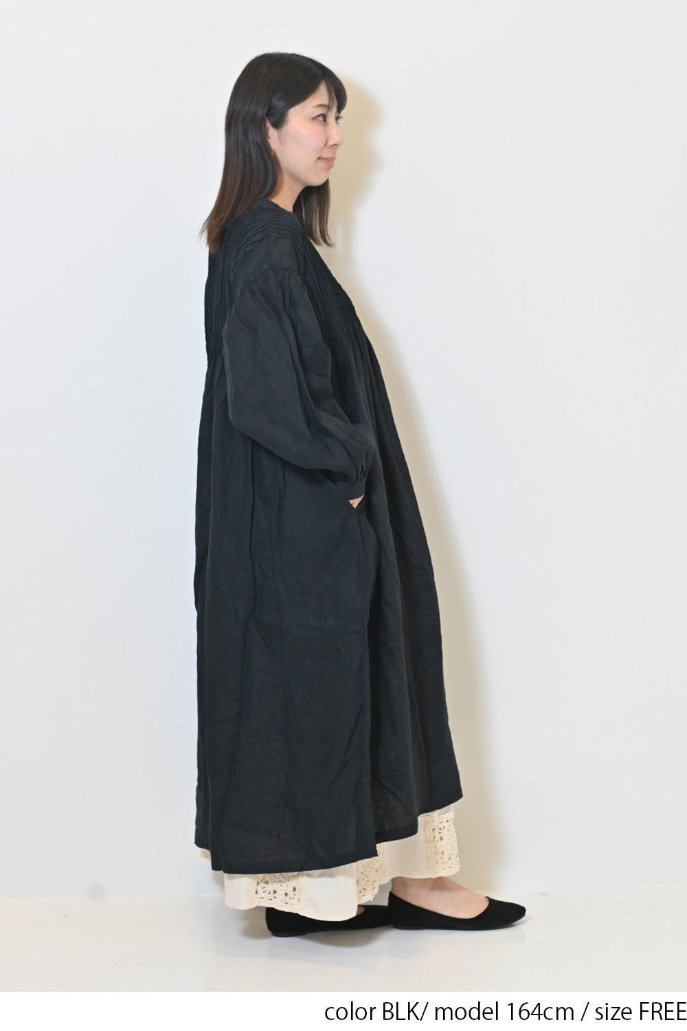 ≪SALE≫【08Mab】Linen Pintuck Dress
