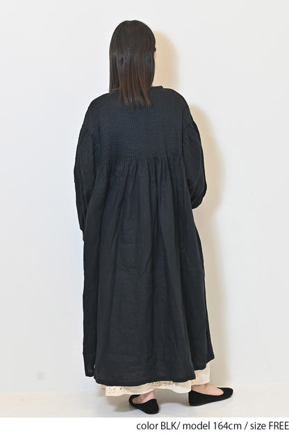 ≪SALE≫【08Mab】Linen Pintuck Dress
