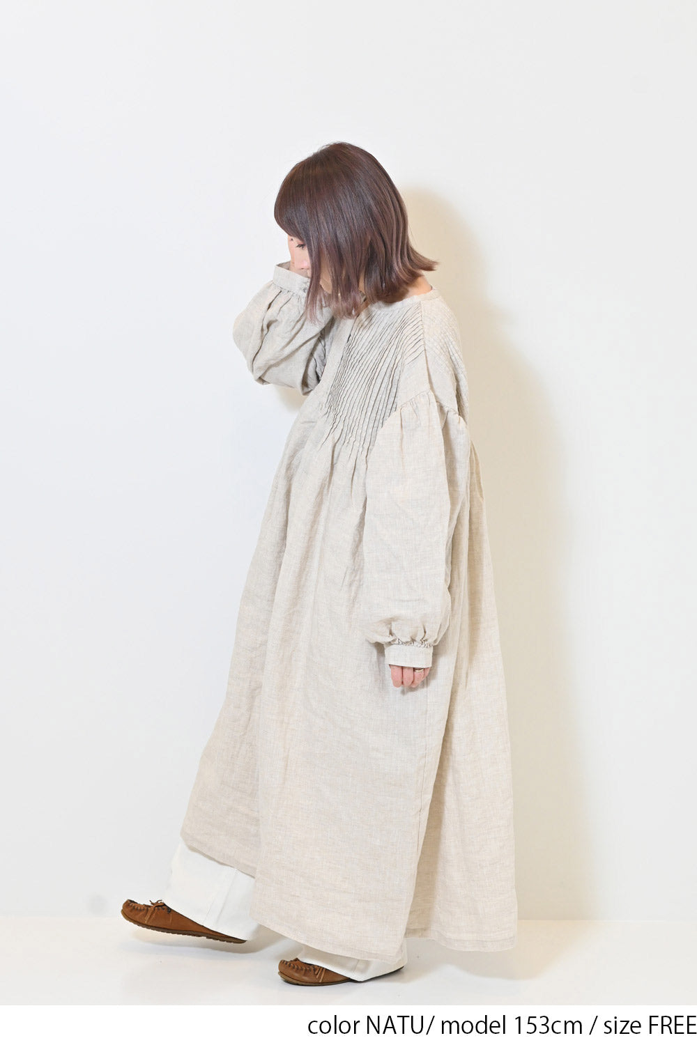 ≪SALE≫【08Mab】Linen Pintuck Dress