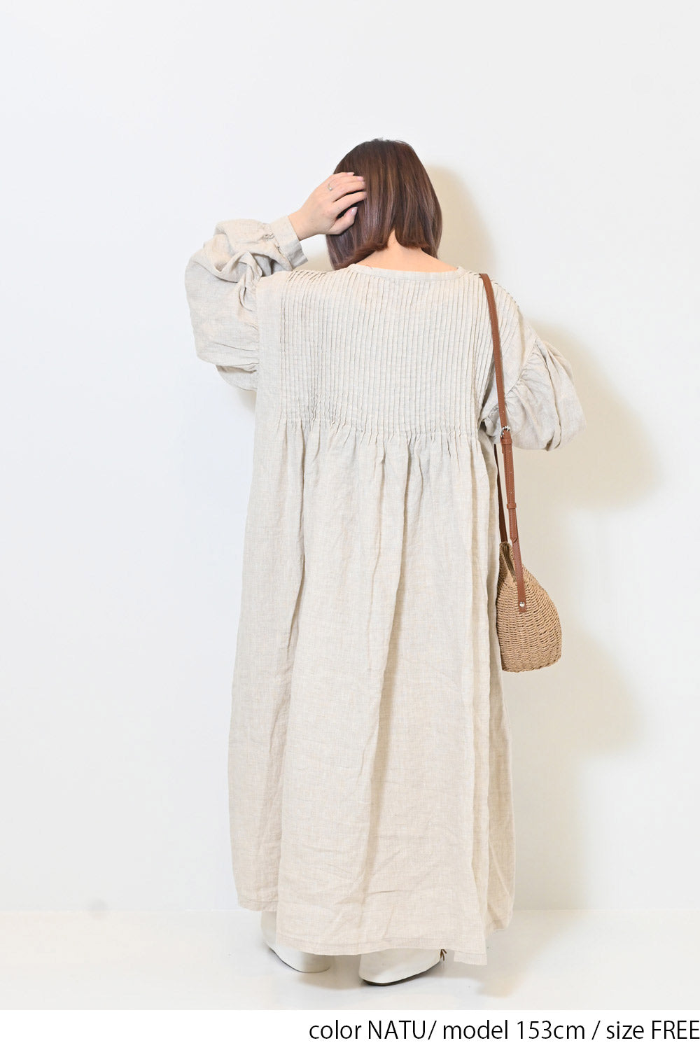 ≪SALE≫【08Mab】Linen Pintuck Dress