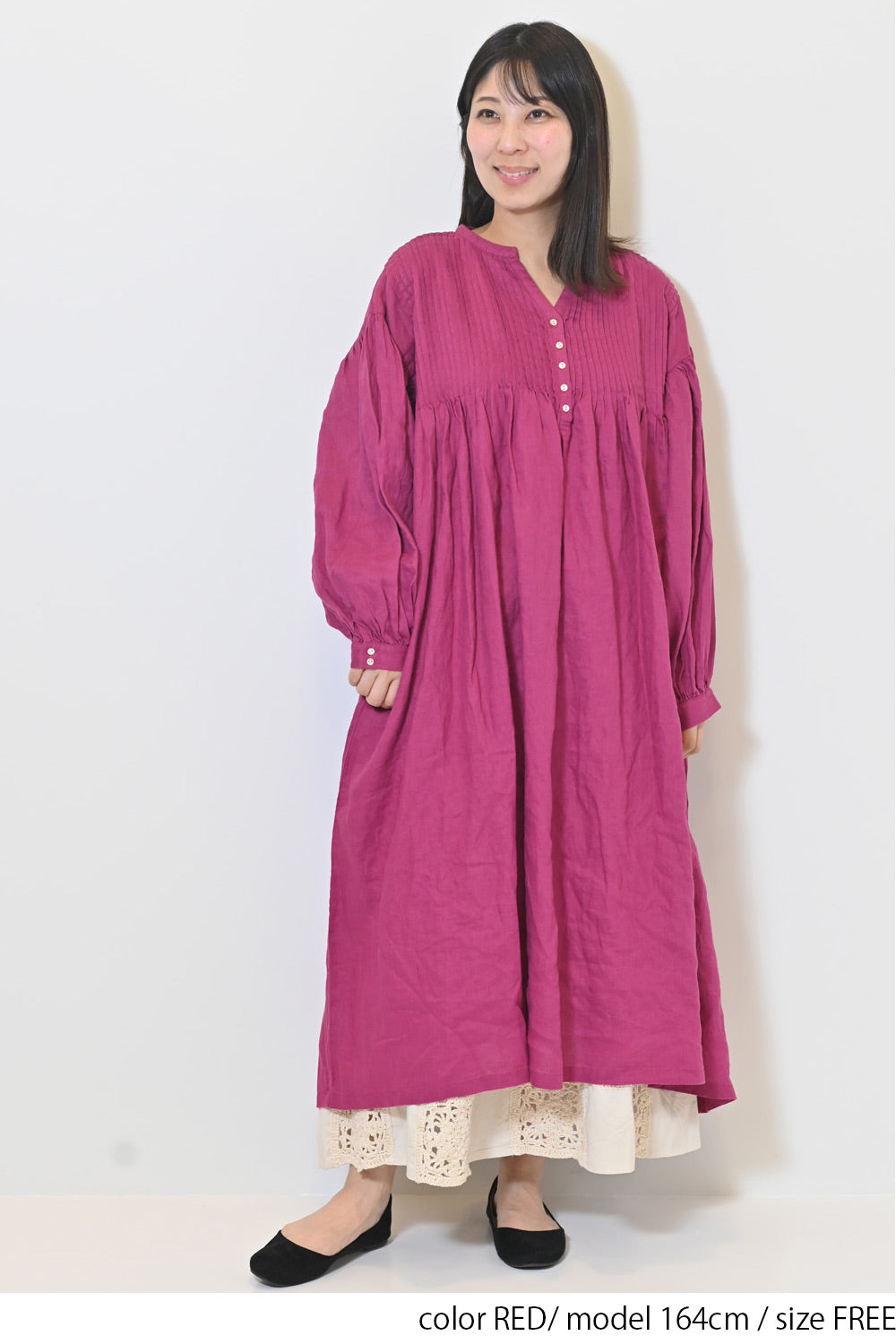 ≪SALE≫【08Mab】Linen Pintuck Dress