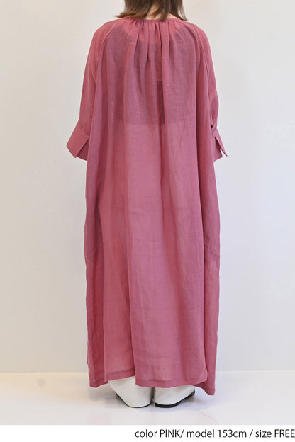 ≪SALE≫【08Mab】Ramie Crinkled Fly Front Dress
