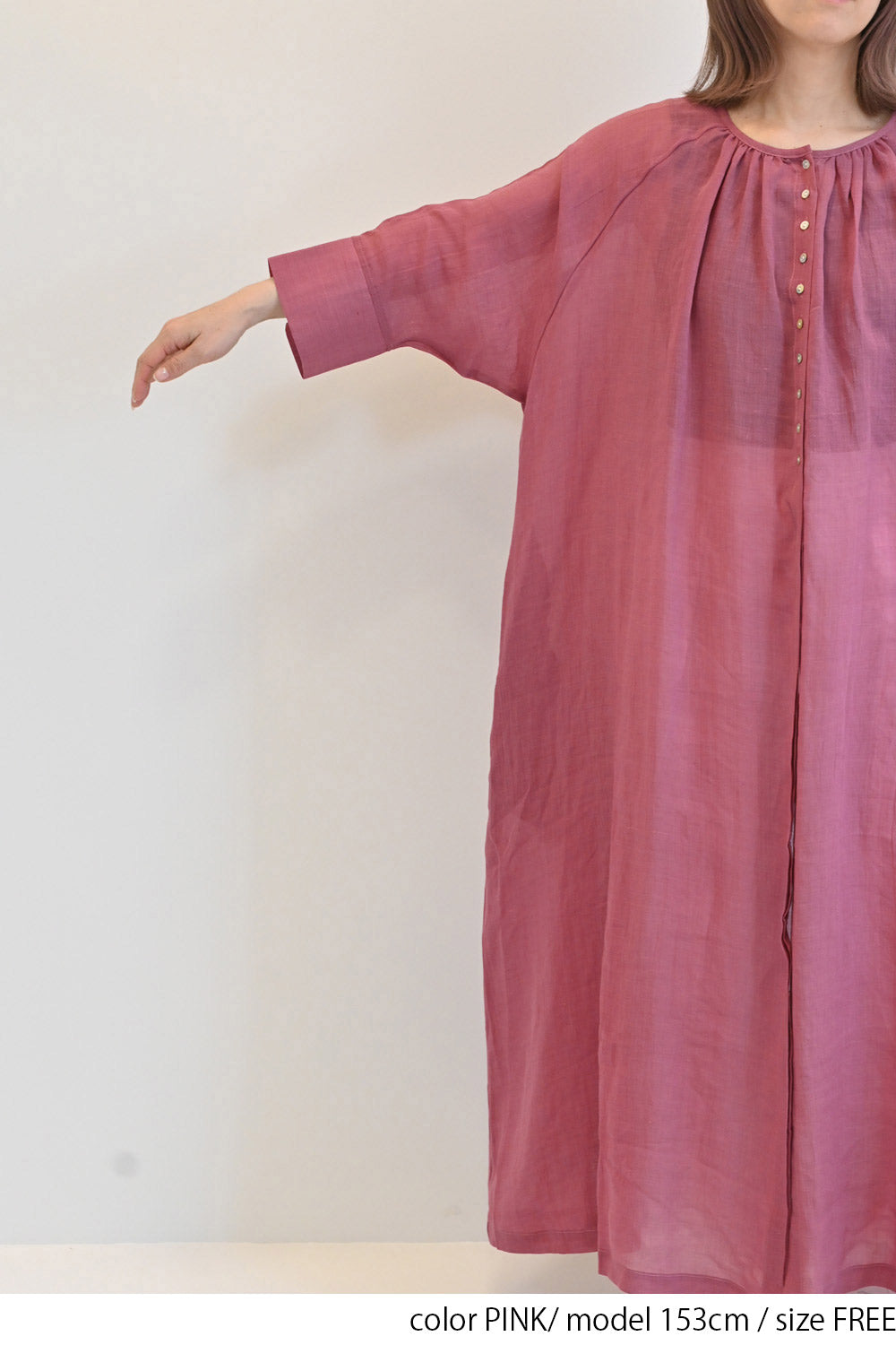 ≪SALE≫【08Mab】Ramie Crinkled Fly Front Dress