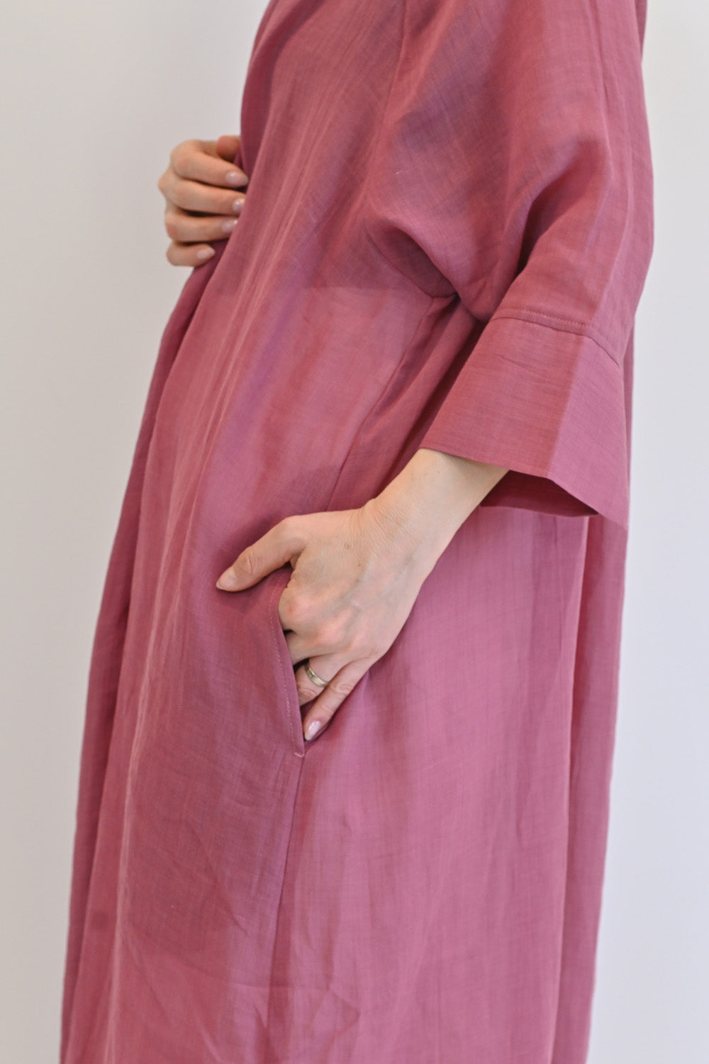 ≪SALE≫【08Mab】Ramie Crinkled Fly Front Dress
