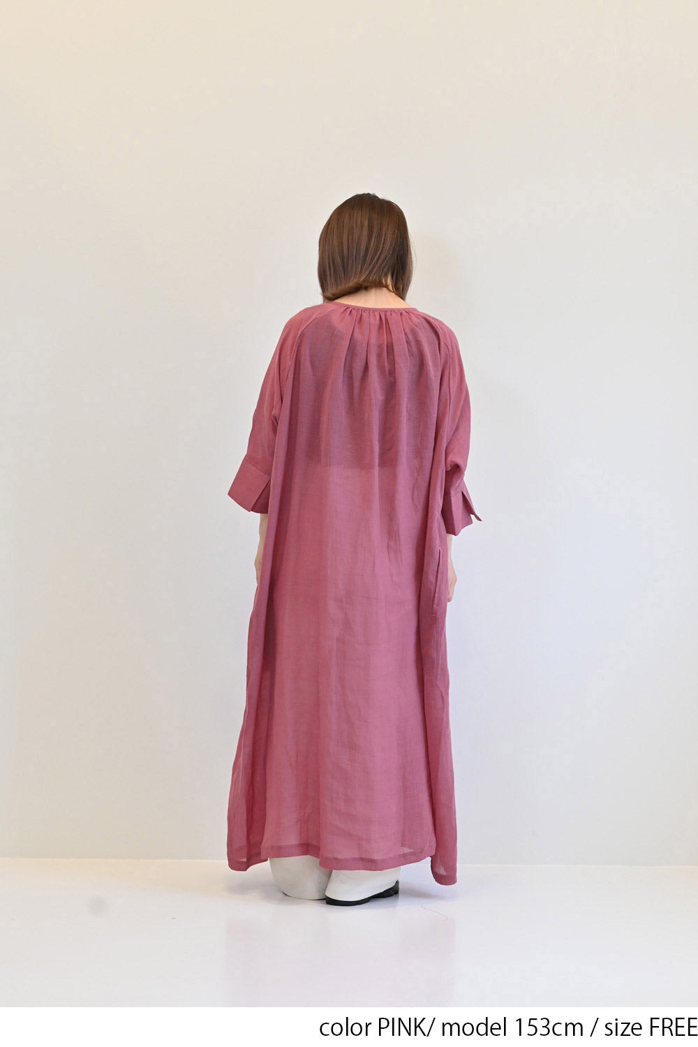 ≪SALE≫【08Mab】Ramie Crinkled Fly Front Dress