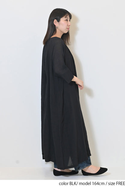 ≪SALE≫【08Mab】Ramie Crinkled Fly Front Dress