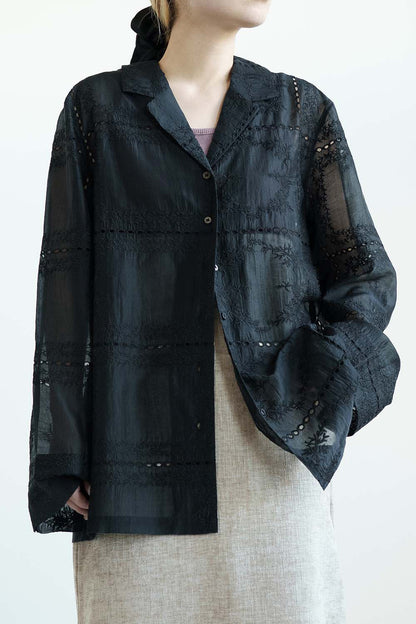 ≪SALE≫Patchwork-Style Full Embroidered Shirt Jacket
