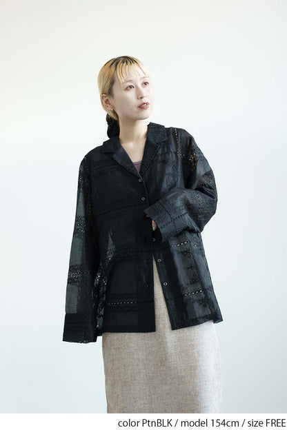 ≪SALE≫Patchwork-Style Full Embroidered Shirt Jacket