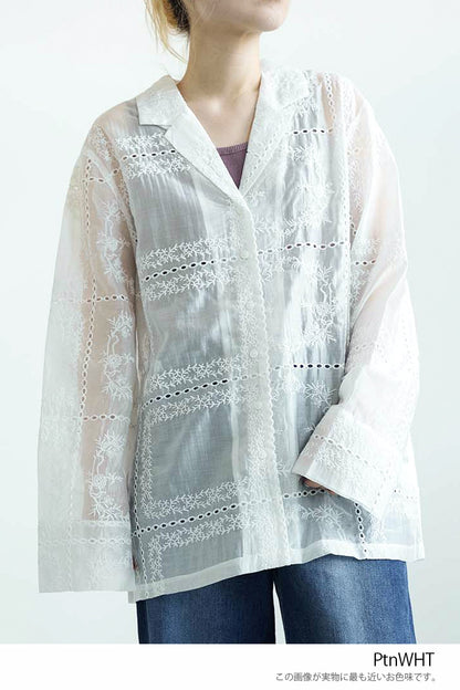 ≪SALE≫Patchwork-Style Full Embroidered Shirt Jacket