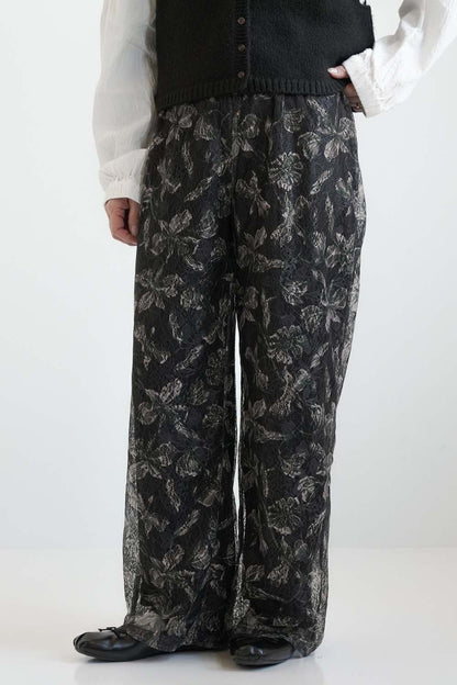 ≪SALE≫Art Floral Print Lace Pants