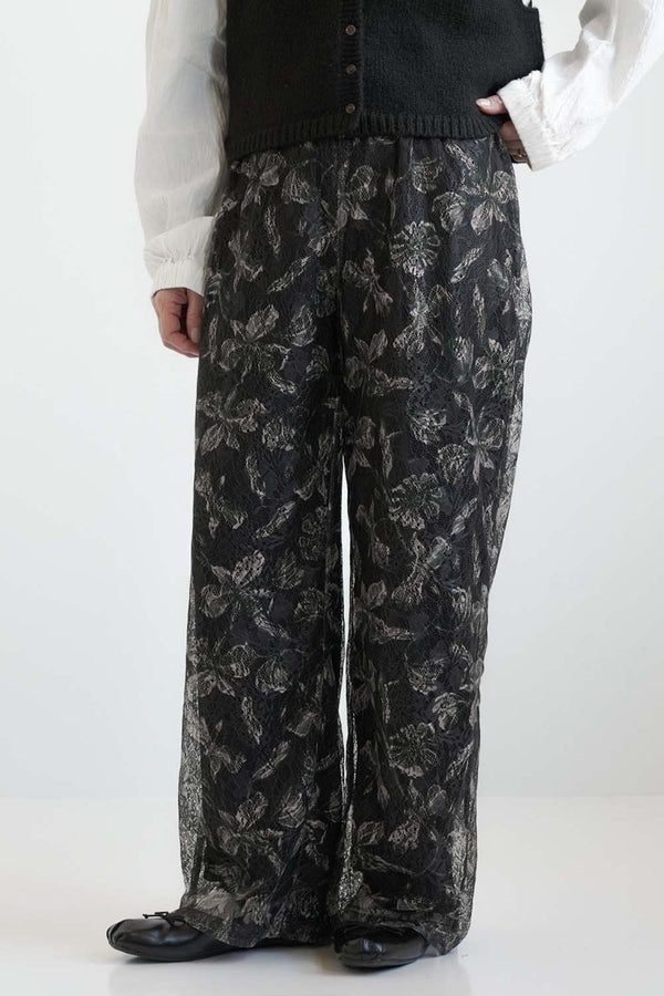 ≪SALE≫アート花柄プリントレースパンツ