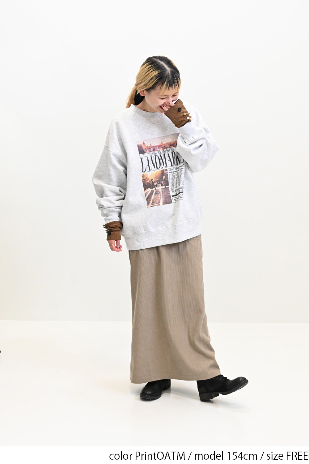 裏起毛フォトプリントプルオーバー