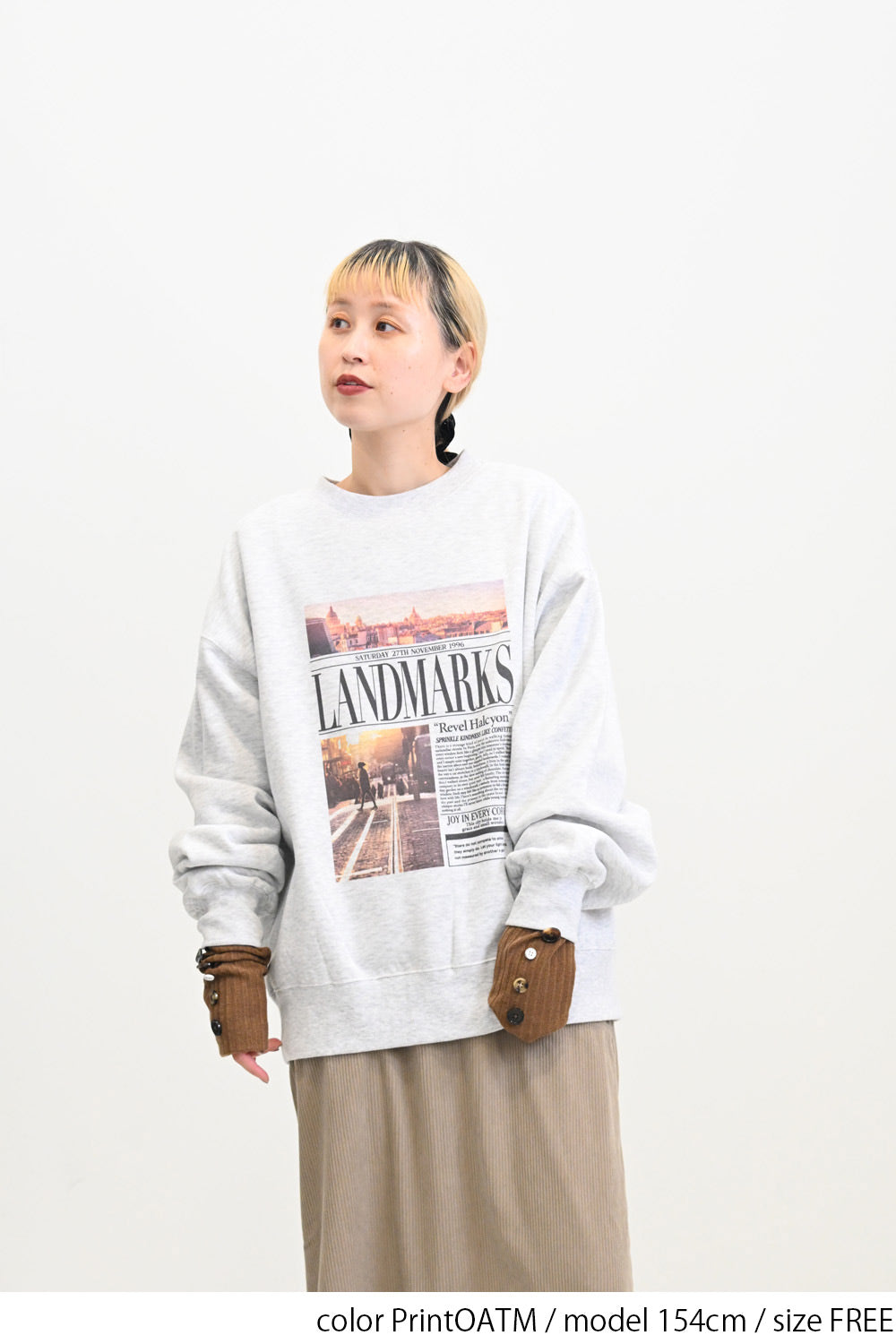 裏起毛フォトプリントプルオーバー