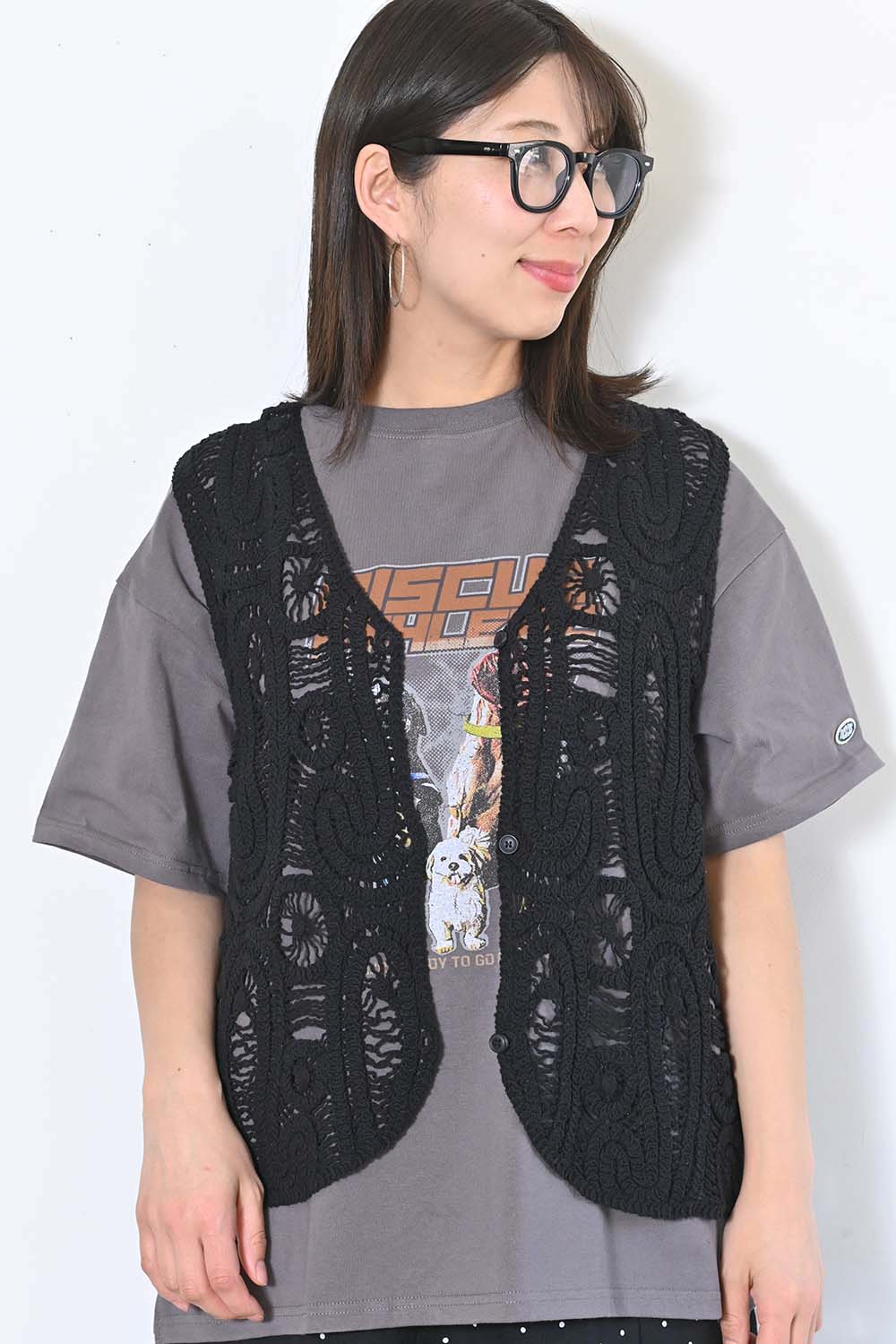 ≪SALE≫【GENTIL】レース刺繍Knit ベスト – HEART MARKET