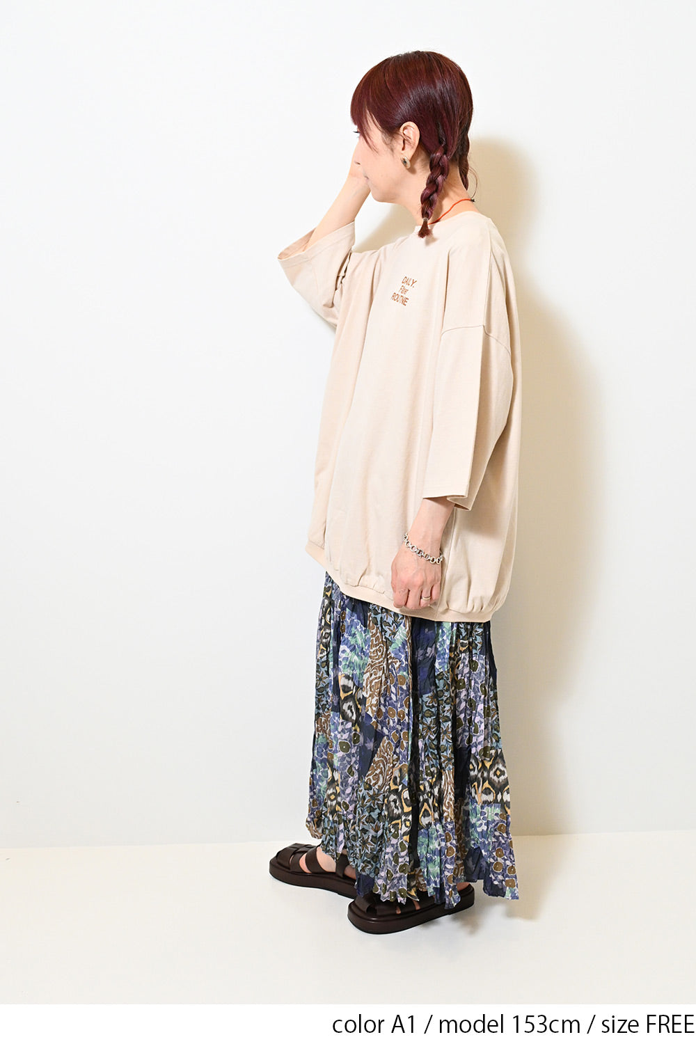≪SALE≫【GENTIL】パッチワーク柄クリンクル加工スカート