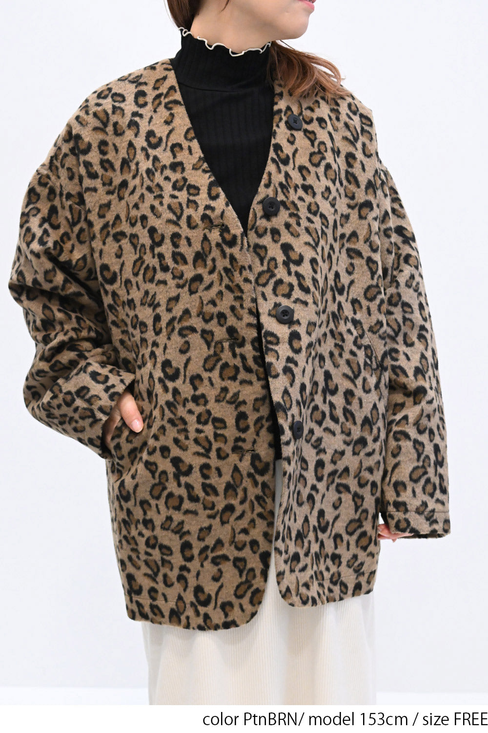 ≪SALE≫【GENTIL】Vネックレオパード柄コート – HEART MARKET