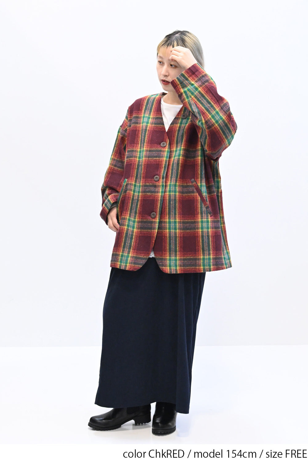 GENTIL】Vネックチェック柄コート – HEART MARKET