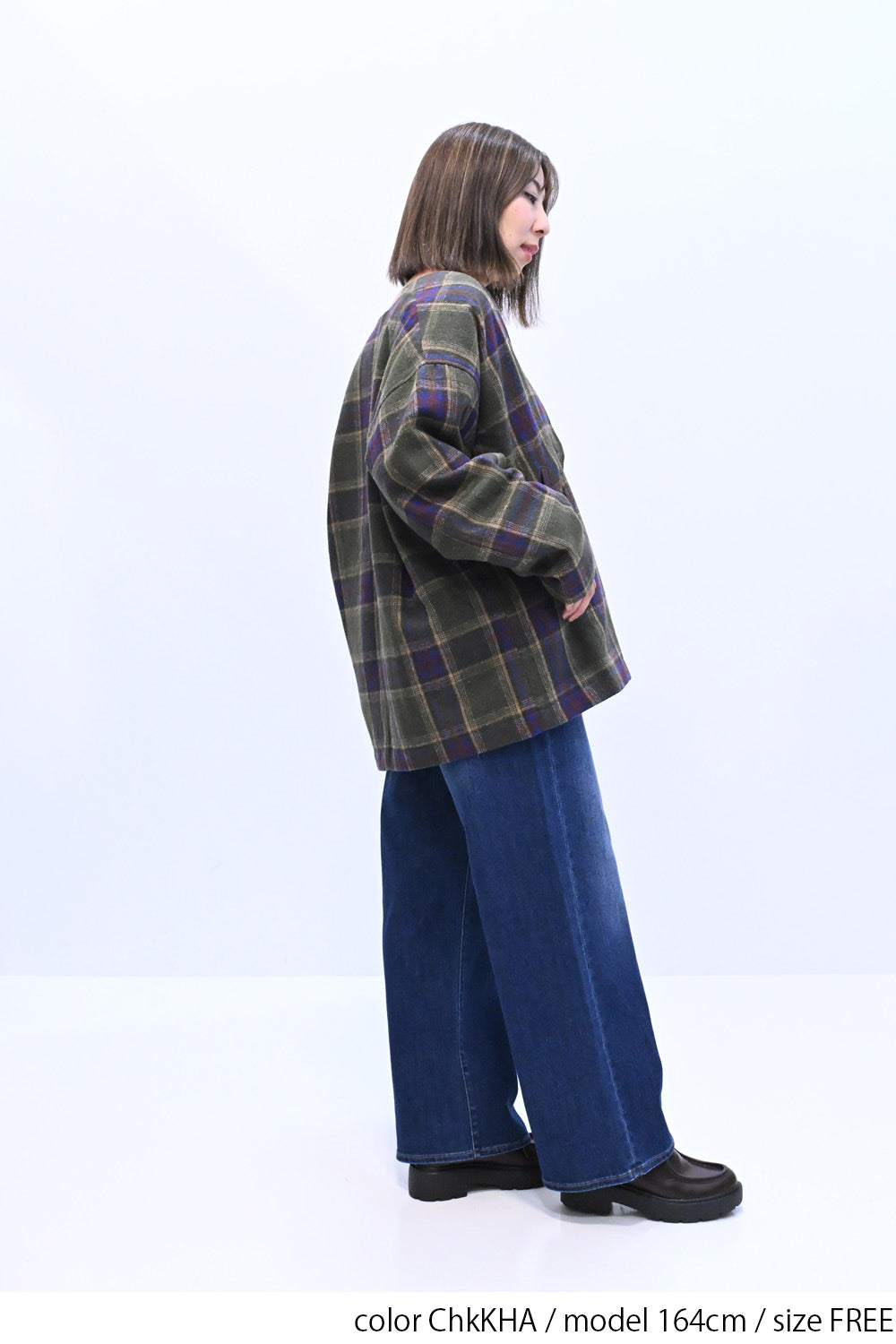 【GENTIL】Vネックチェック柄コート