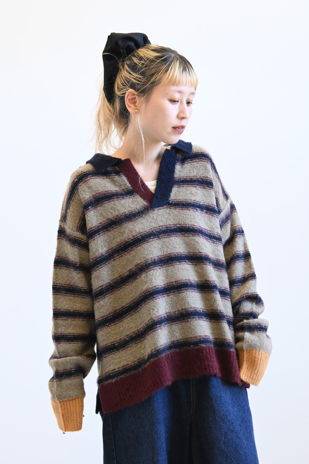 ≪SALE≫【GENTIL】Multi-Stripe Skipper Knit
