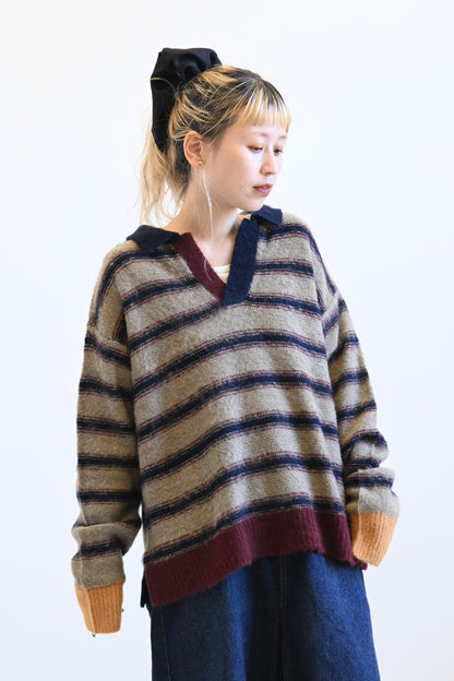 ≪SALE≫【GENTIL】Multi-Stripe Skipper Knit