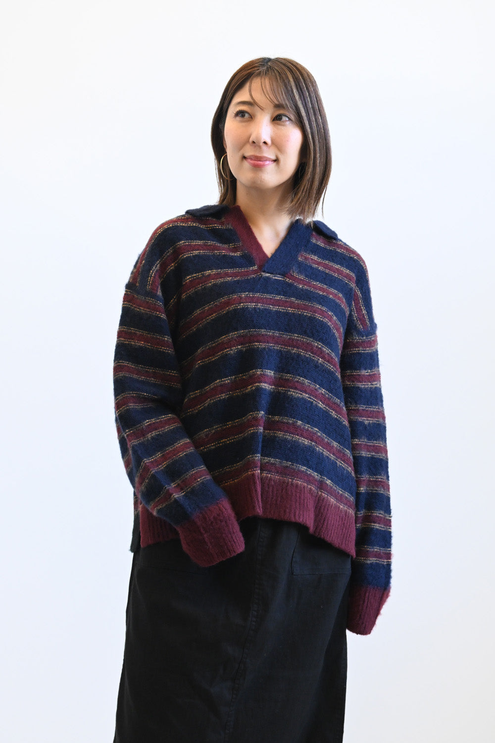 ≪SALE≫【GENTIL】Multi-Stripe Skipper Knit